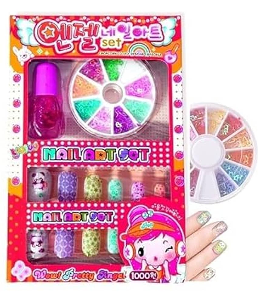 FREEDY Set of 12 Nail Art Set for Girls Aging 4-10yrs a Perfect Birthday Return Gift w Pouch