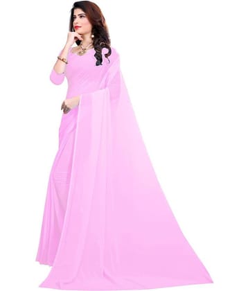 Sidhidata Georgette Solid Saree With Unstitched Blouse Piece ( Pink )