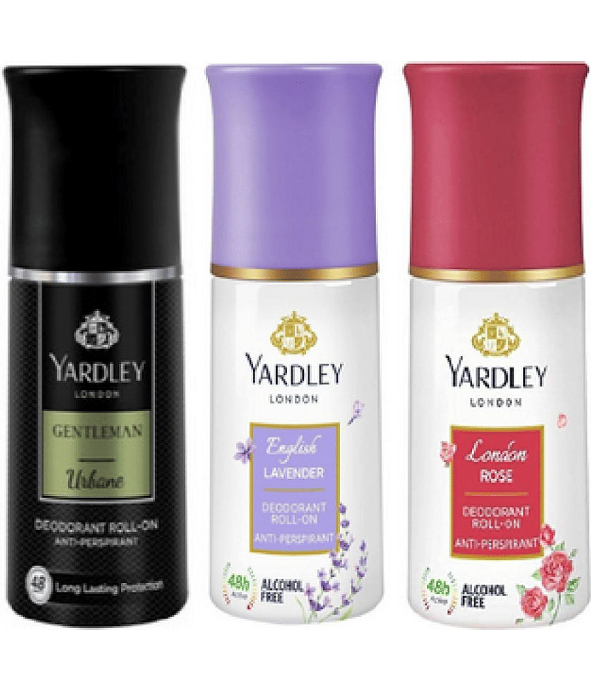 Yardley London - URBAN ,LONDON ROSE&ENGLISH LAVENDER Deodorant Roll-ons for Men,Women 150 ml ( Pack of 3 )
