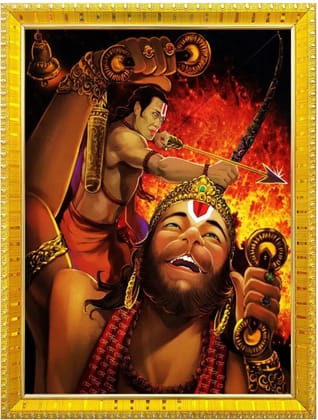 NOKKES Hanuman Bajrangbali Hanumanji Maruti Golden 5X7 Inch Photo Frame_AQW27
