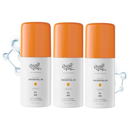 Chemist at Play UnderArm Roll On Deodorant With 5% AHA, Lactic Acid & 1% Mandelic Acid | Prevents Body Odour & Fades Pigmentation | 0% Aluminium & 0% Alcohol | Fragrance Free | 40ml - Pack of 3 Chemist at Play UnderArm Roll On Deodorant With 5% AHA, Lact Chemist at Play UnderArm Roll On Deodorant With 5% AHA, Lactic Acid & 1% Mandelic Acid | Prevents Body Odour & Fades Pigmentation | 0% Aluminium & 0% Alcohol | Fragrance Free | 40ml - Pack of 3 Chemist at Play UnderArm Roll On Deodorant With 5% AHA, Lact