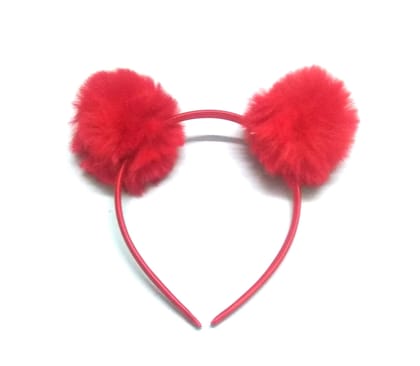 Nawani Pom Pom Fur Plastic Hairband Headband for Girls and Woman
