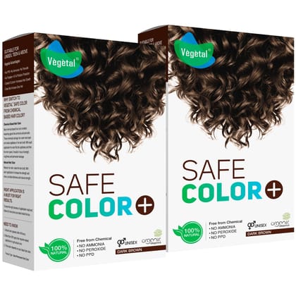 Vegetal Safe Hair Color - Dark Brown 100gm (Pack of 2) - Certified Organic Chemical and Allergy Free Bio Natural Hair Color with No Ammonia Formula for Men & Women Vegetal Safe Hair Color - Dark Brown 100gm (Pack of 2) - Certified Organic Chemical and Al