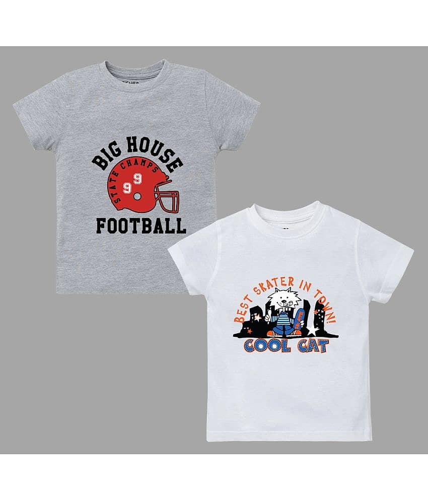 ETCHED DESIGN Pack of 1 Boys Cotton T-Shirt ( Multi Color )