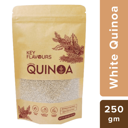 Key Flavours White Quinoa, 250gm | Healthy Food | Gluten-Free | Saponin Free | High Protein & Fiber | Diet Food for Weight Loss | 100% Wholegrain Cereal