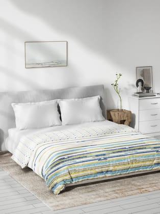 DDECOR - Primary Collection 100% Cotton Geometric Pattern VOL Queen Dohar |229 CM X 254 CM| - Blue