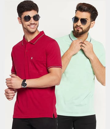 UNIBERRY Pack of 2 Cotton Blend Regular Fit Solid Half Sleeves Men's Polo T Shirt ( Red )