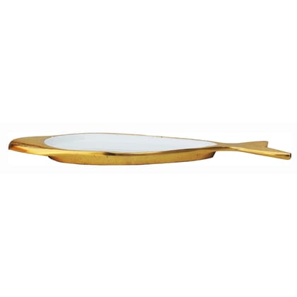 Aluminium Decorative Tray Shape Platter With Gold & White (AMAS3194/16)