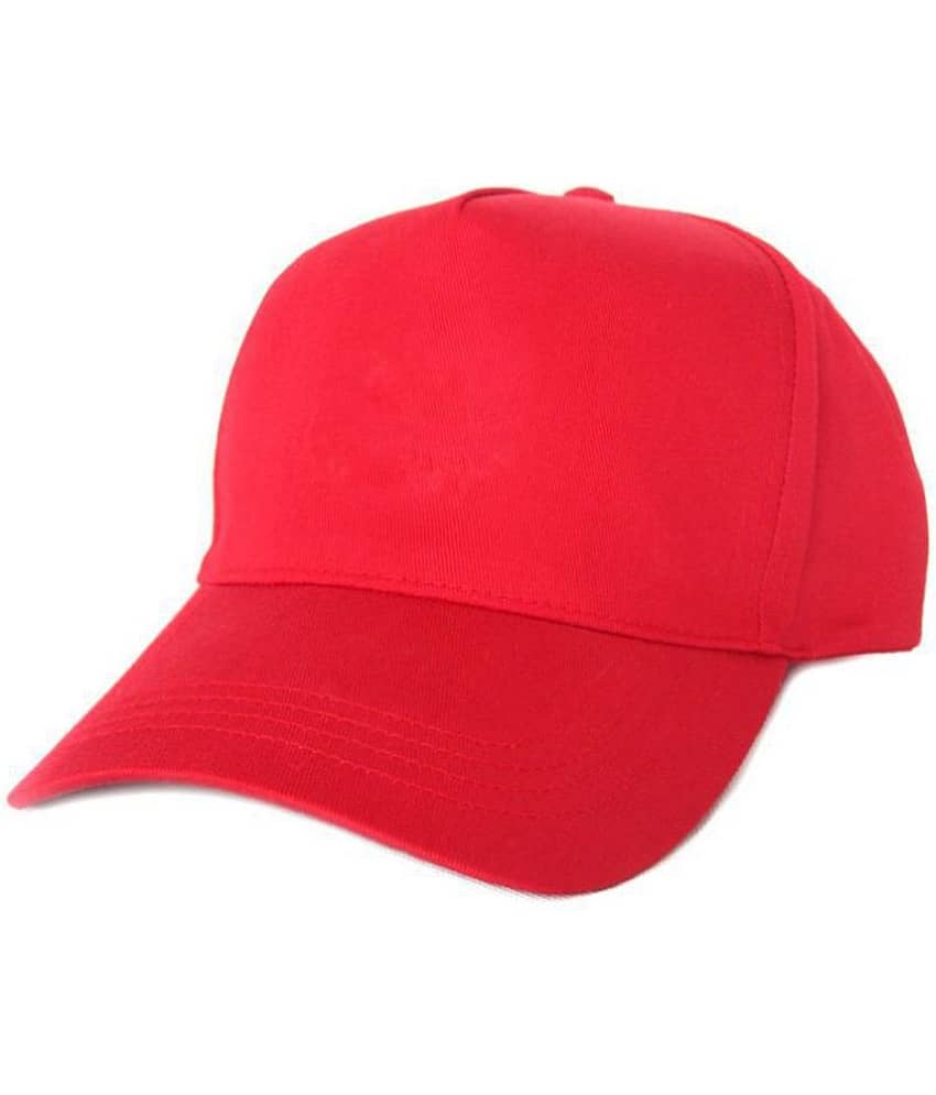 Tahiro Red Plain Cotton Caps