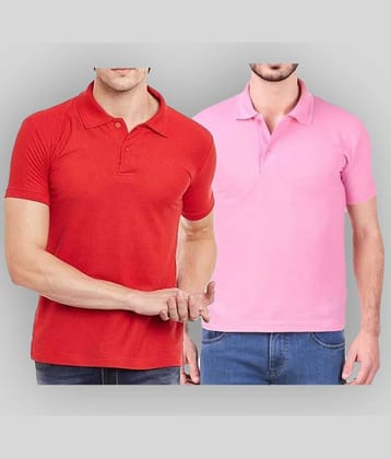 SKYRISE Pack of 2 Cotton Blend Slim Fit Solid Half Sleeves Men's Polo T Shirt ( Multicolor )