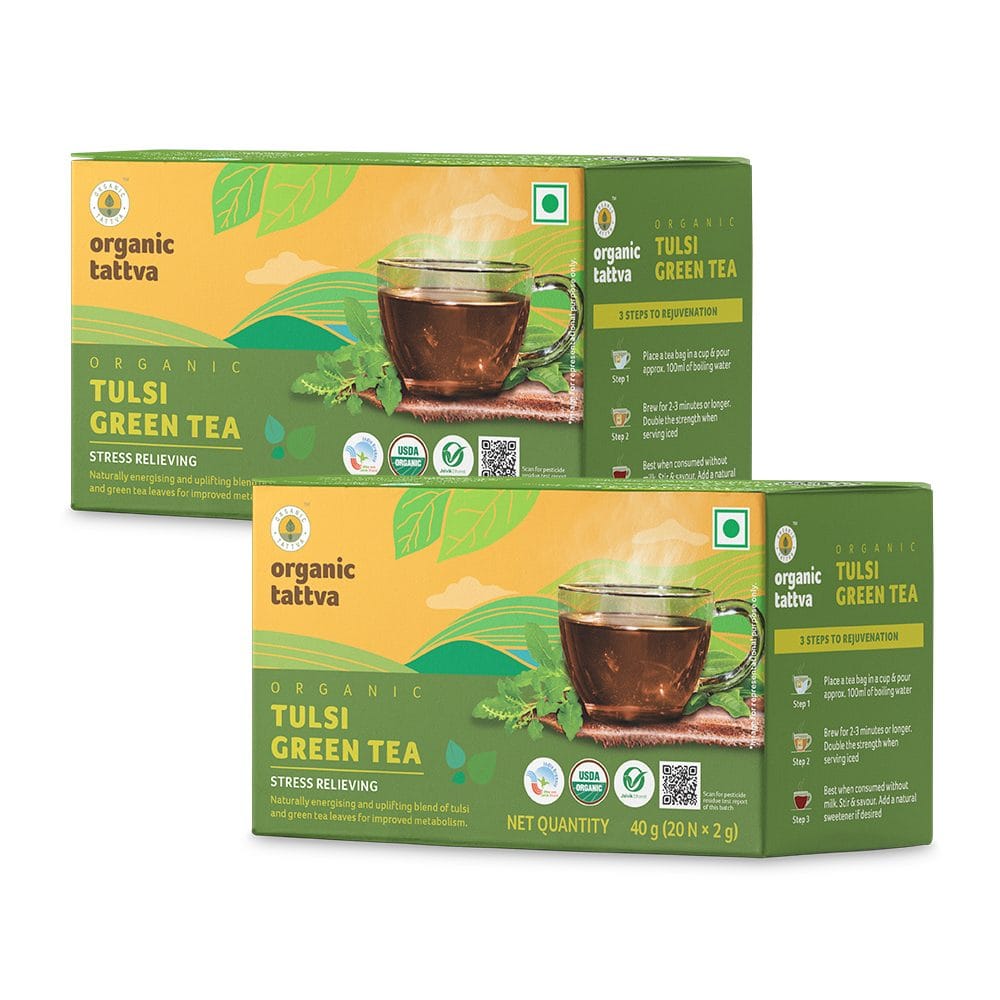 Organic Tattva Organic Tulsi Green Tea - 40g x Pack of 2