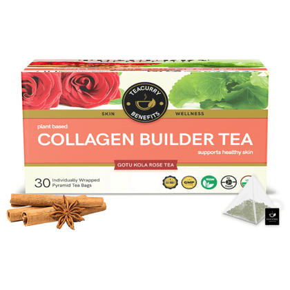 TEACURRY Collagen Builder Tea (1 Month Pack, 30 Tea Bags) - Helps in Skin Nourishment, Hydration & Detoxification
