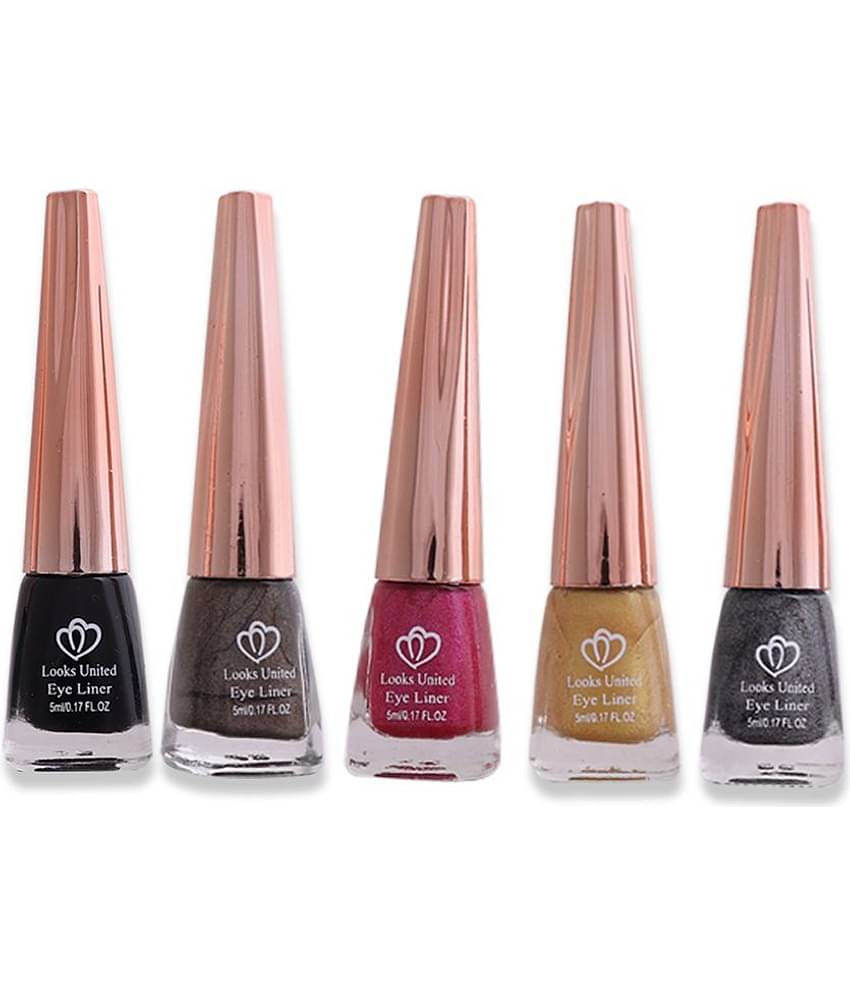 Looks United - Green Metalic Eye Liner Liquid ( Pack of 5 )