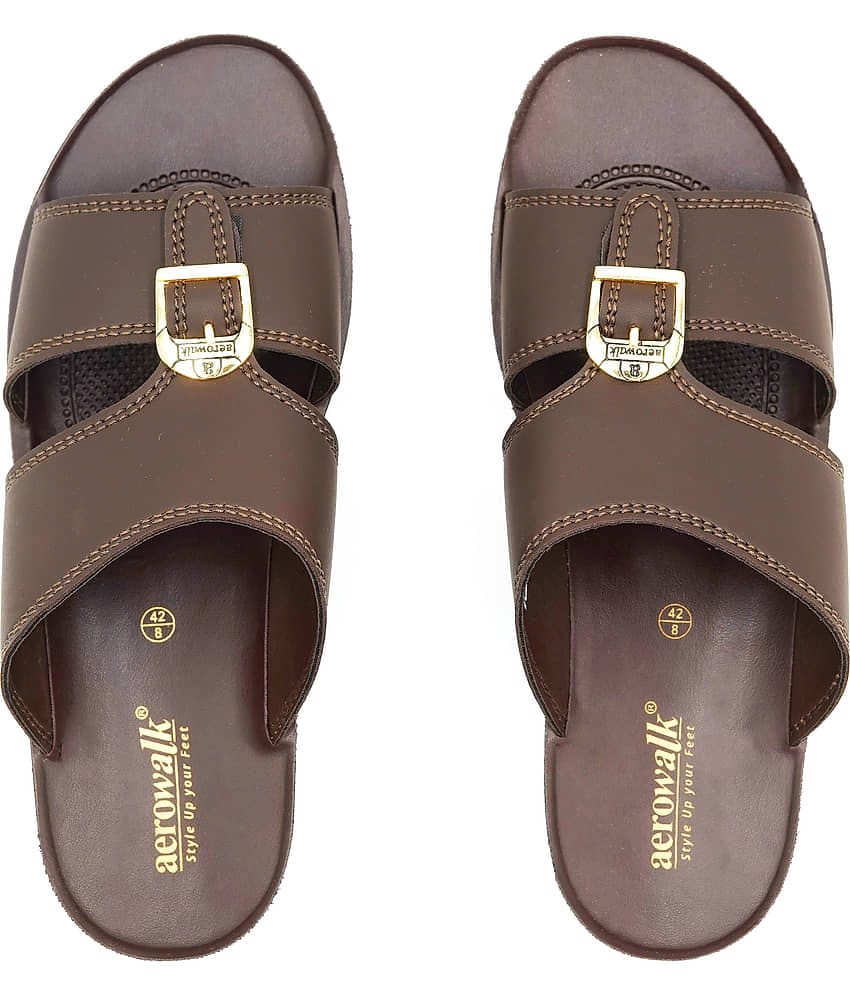 Aerowalk Brown Men's Leather Slipper