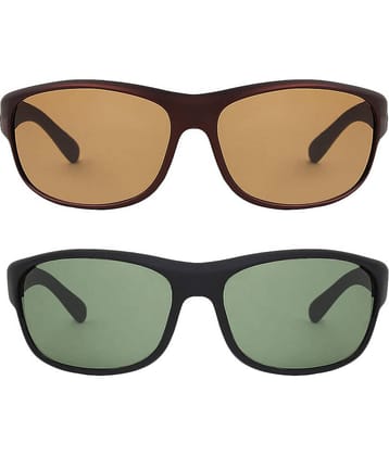 Kanny Devis - Bronze Wrap Around Sunglasses ( Pack of 2 )