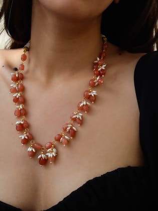 Urwa Orange Long Necklace-Orange