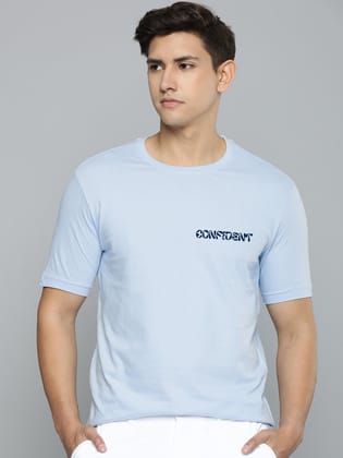 Confident Half Sleeve T-Shirt-Sky Blue / XXL