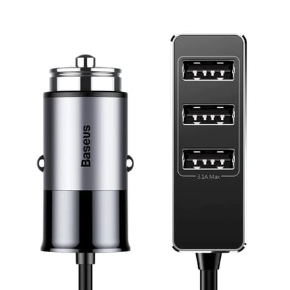 Baseus Enjoy Together With 1.5m Extension Cable 4X USB 5.5A Output Car Mobile Phone Charger Dark Gray  CCTON-0G