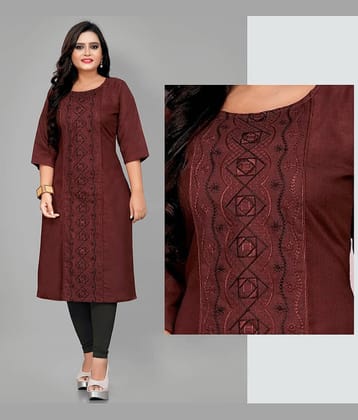 Hetsa Pack of 1 Cotton Blend Embroidered A-line Women's Kurti - ( Multicolor )
