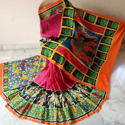 AWESOME LINEN COTTON PRINTED SAREE - 1931