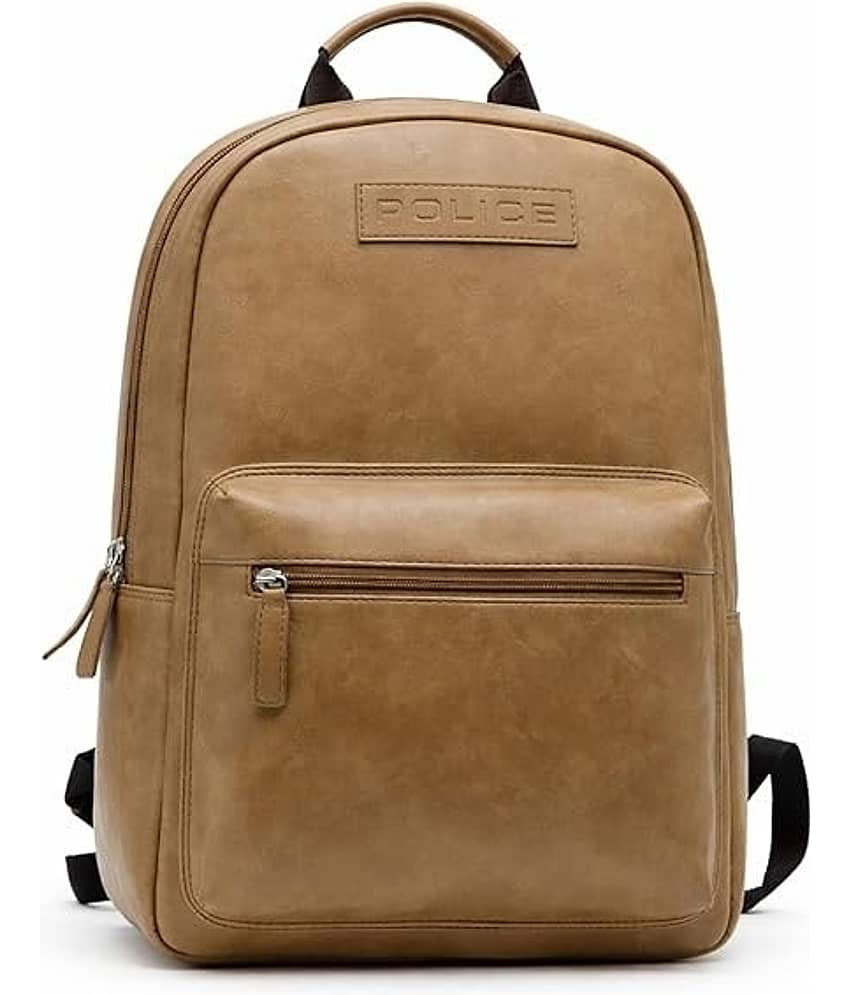 Police 30 Ltrs Leather Backpack *For Men & Women ( Brown )