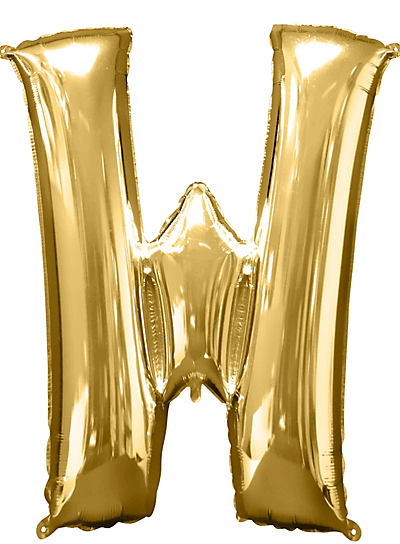 Alphabet W Golden Foil Balloon - Helium Or Air Filled - 40 inches  - 1PC