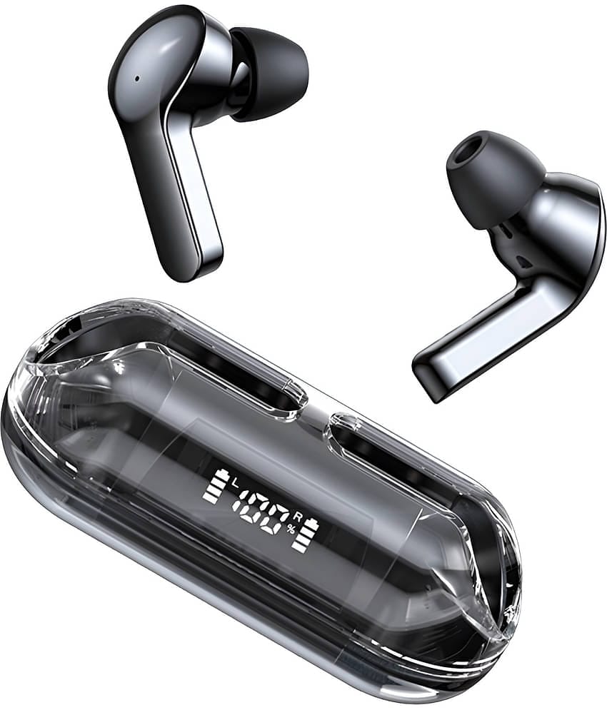 VEhop Transparent PRO Bluetooth True Wireless (TWS) In Ear 30 Hours Playback Fast charging,Powerfull bass IPX4(Splash & Sweat Proof) Black