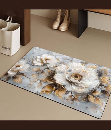 mahek accessories Set of 1 Anti-skid Rubber Door Mat ( 60 X 40 cm ) White