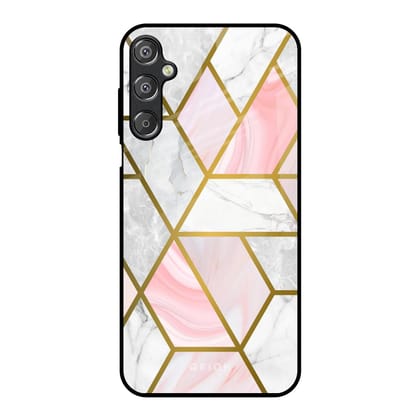 Geometrical Marble Glass Case for Samsung Galaxy F15 5G