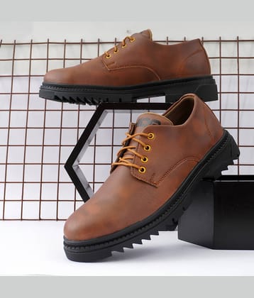 HiDa Tan Men's Derby Formal Shoes