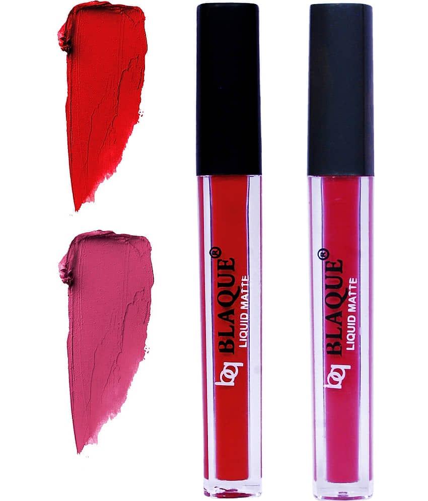 bq BLAQUE Matte Liquid Lipstick Combo Set of 2 Pcs 4ml each, Long Lasting & Waterproof - Red & Fuschia Pink