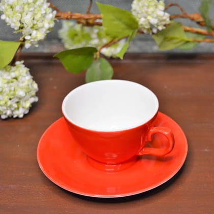 Oasis Italian Cup Saucer Set | 140 ML | Red | Set of 12 Pcs