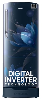 Samsung 183 L, 3 Star, Digital Inverter, Direct-Cool Single Door Refrigerator (RR20C1823U8/HL, Blooming Saffron Blue, Base Stand Drawer, 2024 Model) Blue