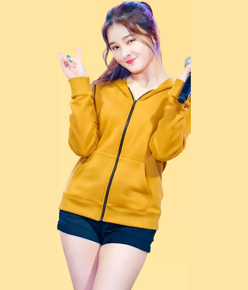 Kintu Parantu Women Hooded Fleece Jacket ( Yellow )