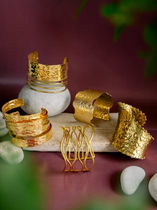 Brassy 5 Statement Bracelets Brass Hamper (Anti Tarnish)
