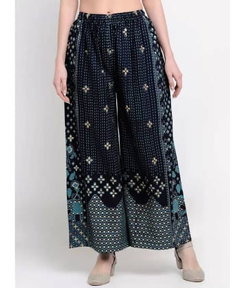 OMAYA - Black Rayon Flared Women's Palazzos ( Pack of 1 )