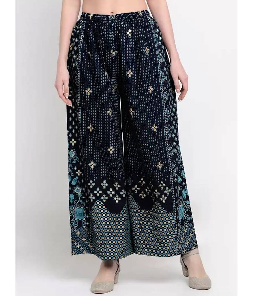 OMAYA - Black Rayon Flared Women's Palazzos ( Pack of 1 )