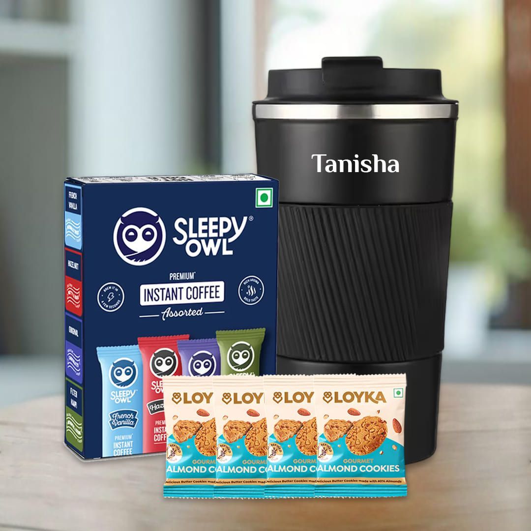 Premium Personalized Gifts: Tumbler, Sleepy Owl & Cookies