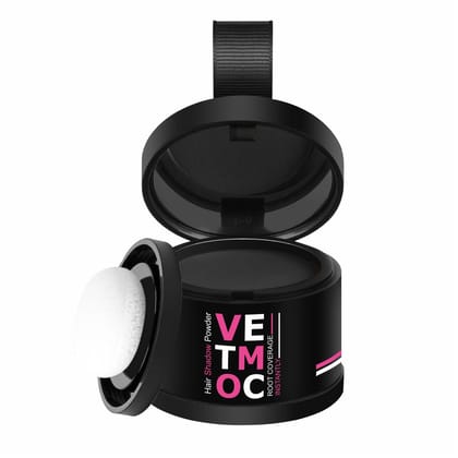 VETMOC Cover-Up Hair Powder- Black, Helps Cover Grey Roots & Bald Spots Instantly, Highly Pigmented, Fuller and Denser, Long-Lasting & Matte Finish, Super-Fine Powder for Flawless Application, 4gm VETMOC Cover-Up Hair Powder- Black, Helps Cover Grey Root