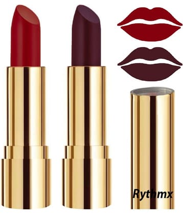 Rythmx Maroon,Wine Matte Creme Lipstick Long Stay on Lips Multi Pack of 2 8 g