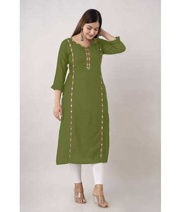 Kapadia - Green Rayon Women's Straight Kurti ( Pack of 1 )