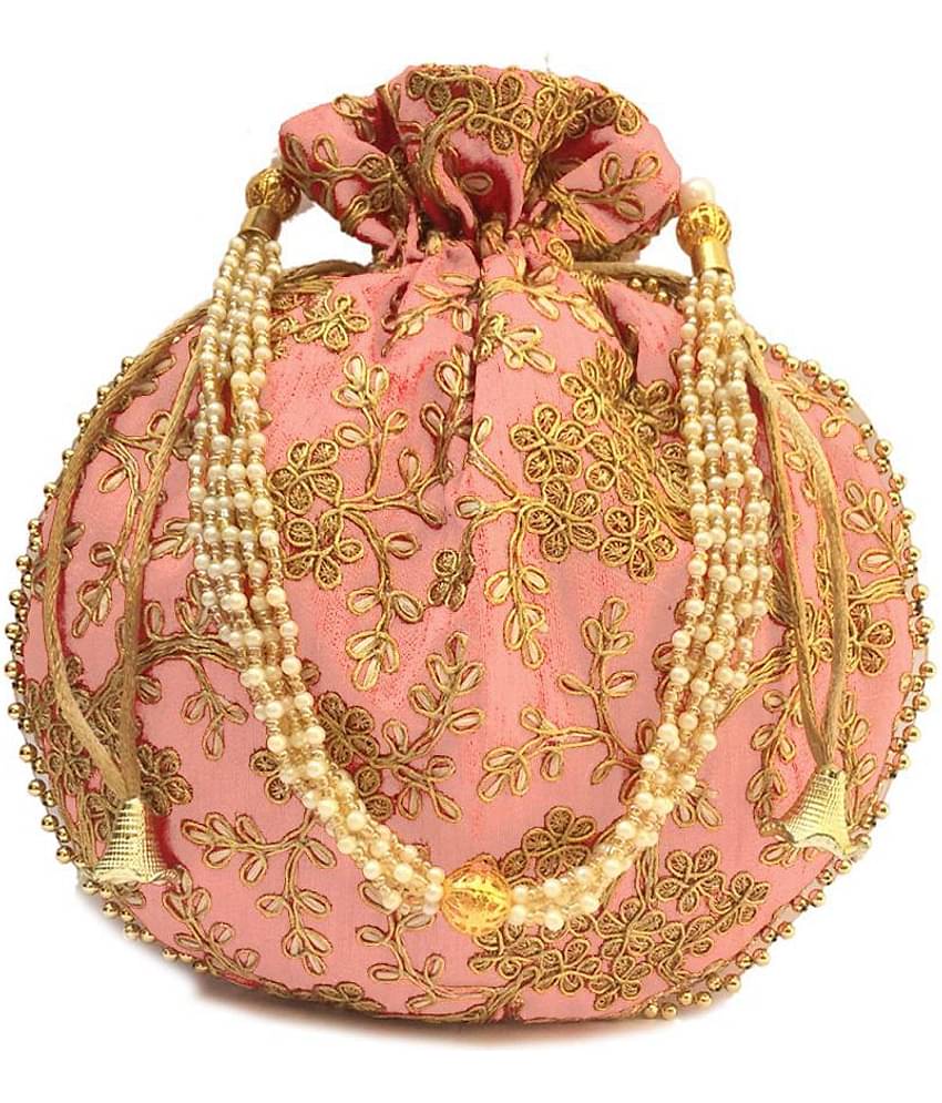 Bulbul Pink Silk Potli