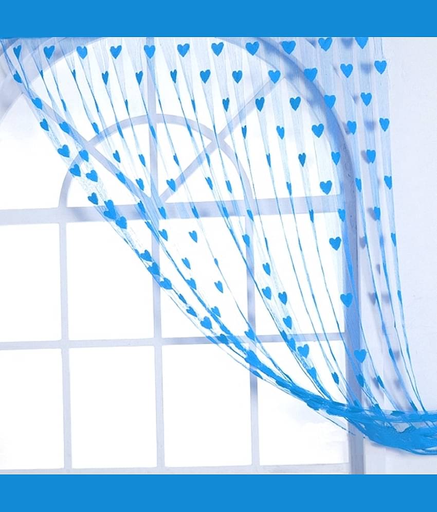 gharsaaz Abstract Transparent Rod Pocket Curtain 6.5 ft ( Pack of 1 ) - Blue