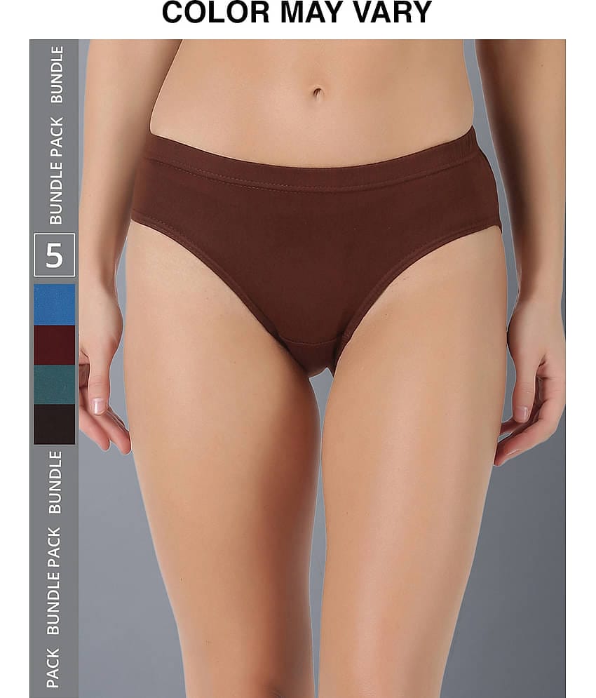 Dollar Lehar Super Combed Cotton Women's Solid Hipster Panty - Pack of 5 - (Colour May Vary)