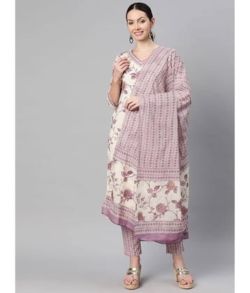 Vbuyz - Purple Straight Cotton Women's Stitched Salwar Suit ( Pack of 1 )