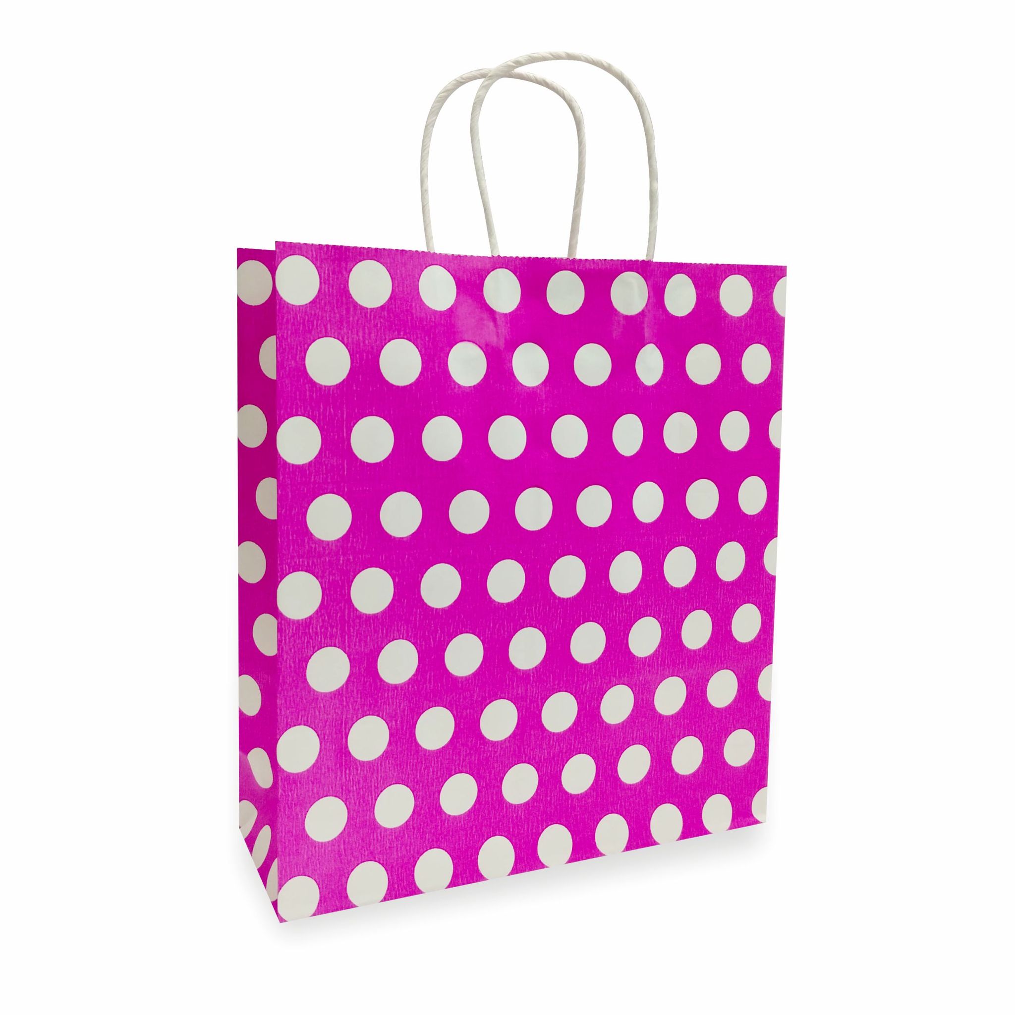 Pink Polka Dot Printed Party Paper Gift Bags, Ideal For Kids Birthday Party, Wedding Party, Office Party, Christmas Party & Festive Holiday Party (Size: 9.4 x 8.3 x 3 inch) -  12