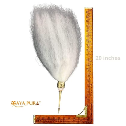 MAYAPURI Chawar/Chanwara/Chaur/Chavar Sahib in Metal Body/Sacred Fly Whisk Long 20 inches (Pack of 1) MAYAPURI Chawar/Chanwara/Chaur/Chavar Sahib in Metal Body/Sacred Fly Whisk Long 20 inches (Pack of 1)