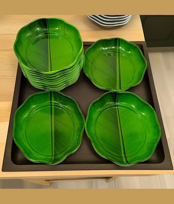 Inpro 12 Pcs Melamine Dark Green Quarter Plate