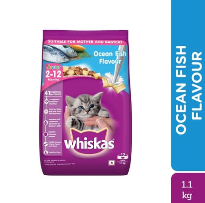 Whiskas Ocean Fish Flavour Mother Cat &amp; Kitten (2-12 Months) Dry Cat Food 1.1kg