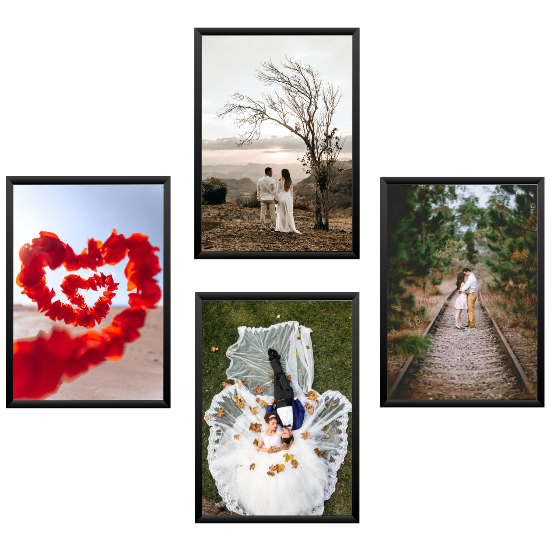 NOKKES Customized Set of 4 Premium Print Collage Photo Frames with Your Personalised Photos Frame (Size - 5X7 Inch) Home, Wall, Office Decor and Gifts (pack of 4side5)
